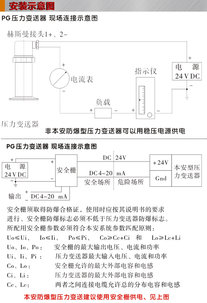 卡箍壓力變送器,PG6300Q衛生型壓力傳感器安裝示意圖