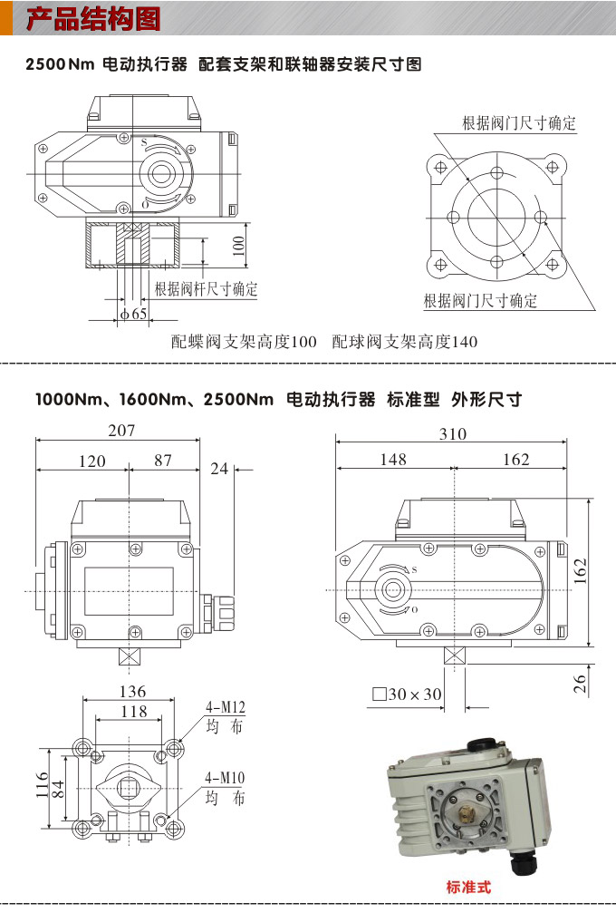 電動執行機構,YTDG-RKB2500電動執行器,電動頭結構圖,標準式
