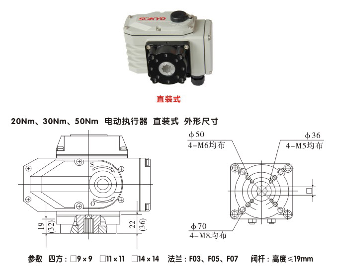 電動執行機構,YTDG-RKB50電動執行器,電動頭結構圖,直裝式