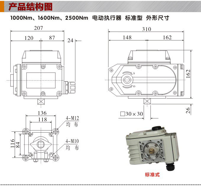 智能電動執(zhí)行器,YTDZ-RS2500智能電動執(zhí)行機(jī)構(gòu)結(jié)構(gòu)圖,標(biāo)準(zhǔn)式