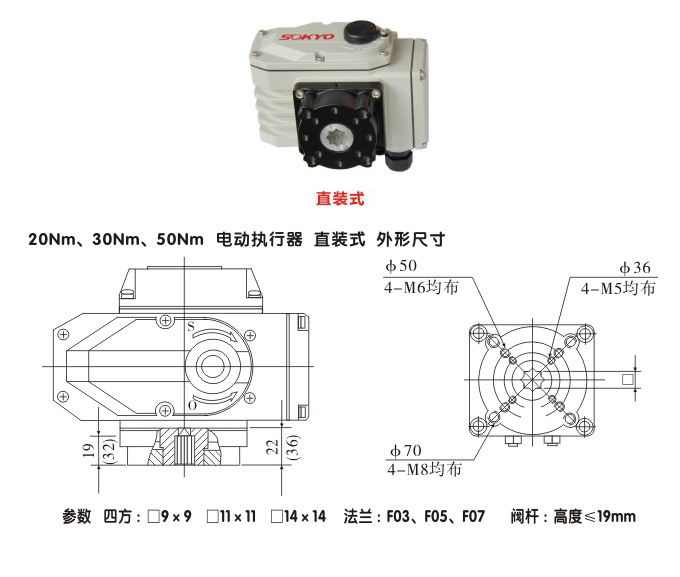 智能電動執行器,YTDZ-RS50智能電動執行機構結構圖,直裝式