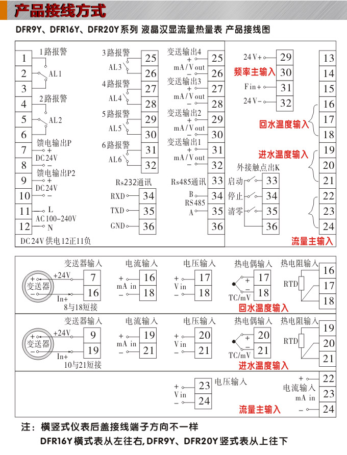 熱量表,DFR9流量積算控制儀接線圖 熱量表,DFR9流量積算控制儀接線圖