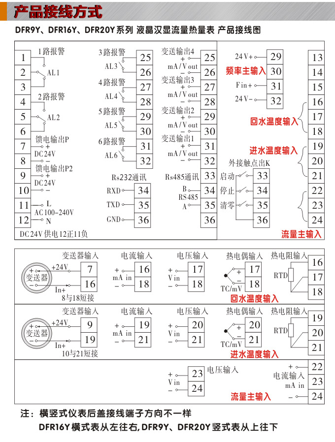 熱量表,DFR16液晶顯示熱量表,流量積算控制儀接線圖 熱量表,DFR16液晶顯示熱量表,流量積算控制儀接線圖