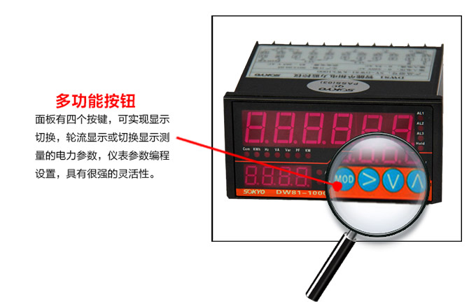 單相多功能表,DW81-1000多功能電力儀表細節展示2