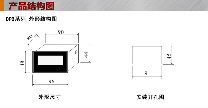 數字電流表,DP3直流電流表,電流表外形尺寸