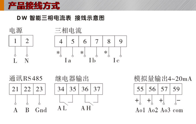 三相電流表,DW5三相數字電流表接線圖