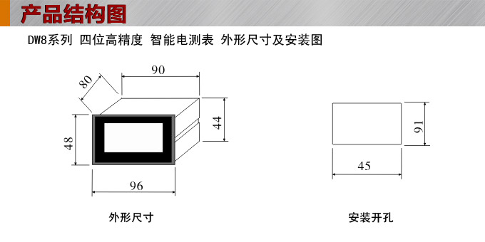 交流電流表,DW8高精度電流表外形結構圖
