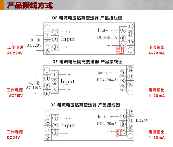 電流變送器,DF電流隔離變送器,電量隔離變送器接線方式 電流變送器,DF電流隔離變送器,電量隔離變送器接線方式