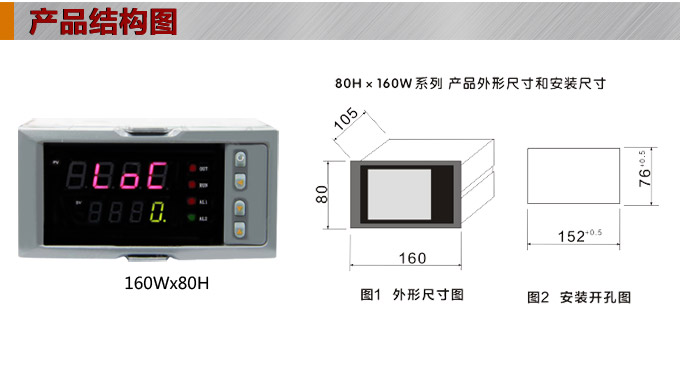 數顯控制儀，DT316智能單回路數顯表，單回路數顯控制儀產品結構圖