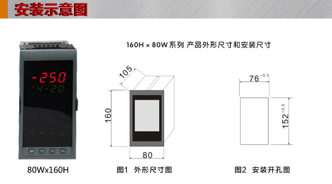 數顯控制儀，DT320智能單回路數顯表，單回路數顯控制儀安裝示意圖