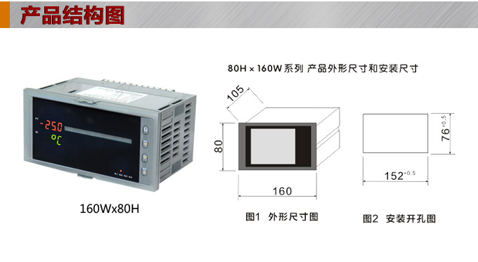  智能數顯表  ,DT316G單光柱數顯控制儀，單回路數顯控制儀產品結構圖