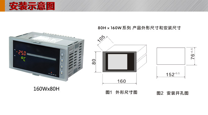  智能數顯表  ,DT316G單光柱數顯控制儀，單回路數顯控制儀安裝示意圖
