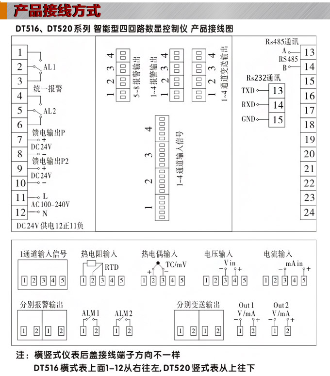 數顯控制儀,DT520智能四回路數顯表,多回路巡檢控制儀接線方式 數顯控制儀,DT520智能四回路數顯表,多回路巡檢控制儀接線方式