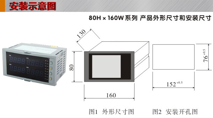 數顯控制儀,DT516智能四回路數顯表,多回路巡檢控制儀安裝示意圖 數顯控制儀,DT516智能四回路數顯表,多回路巡檢控制儀安裝示意圖