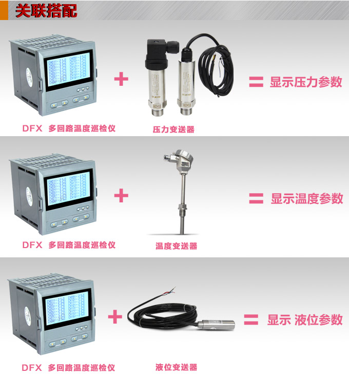智能溫度巡檢儀，DFX9液晶溫度巡檢儀，多回路巡檢控制儀關(guān)聯(lián)搭配