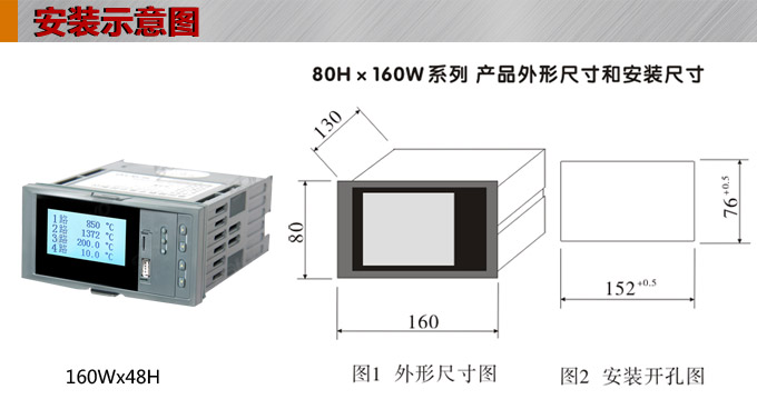 液晶漢顯控制儀，DT516四回路液晶顯示表，液晶顯示控制儀  安裝示意圖